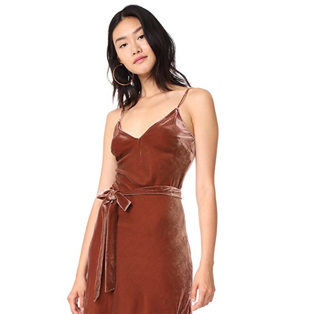 FRAME DENIM VELVET SLIP DRESS - SPICE